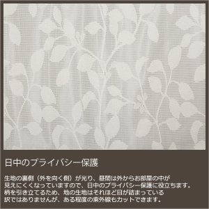 画像5: 昼間外から見えにくいリーフ柄(葉っぱ柄)ミラーレースカーテン 4217オフホワイト　イージーオーダー　1枚入り【受注生産A】