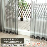 ★送料無料 レースカーテン ミラー マジックミラーレース 昼間外から見えにくくお部屋からは外が見えやすい 遮熱「ソフサン」4361ブラック 黒 巾(幅)100cm2枚組【在庫品】】17l
