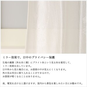 画像5: ★レースカーテン ミラー つた柄 + ラメストライプ 昼間外から見えにくい UVカット 日本製 おしゃれ 4234オフホワイト 巾(幅)100cm×高さ(丈)133・176・198cm 2枚組(入)【在庫品】17l