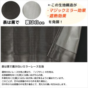 画像3: ★送料無料 レースカーテン ミラー マジックミラーレース 昼間外から見えにくくお部屋からは外が見えやすい 遮熱「ソフサン」4361ブラック 黒 巾(幅)100cm2枚組【在庫品】】17l