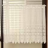★カフェカーテン レース 花柄 おしゃれ 3532オフホワイト LS 巾(幅)150cm×高さ30・50・75・100ｃｍ丈 1枚入【在庫品】メール便可(1枚まで)