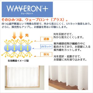 画像4: ★カフェカーテン レース 光拡散でお部屋を明るく ミラーレース4243 おしゃれ ストライプ柄 UVカット 夜も外から見えにくい ウェーブロンプラス＋巾(幅)145×高さ50・75・100cm 1枚入【在庫品】メール便可(1枚まで)