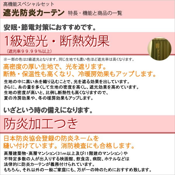 画像5: ●【送料無料】高機能スペシャルセット　1級(2級)遮光防炎加工カーテンとミラーレース　規格サイズ【受注生産A】 (5)