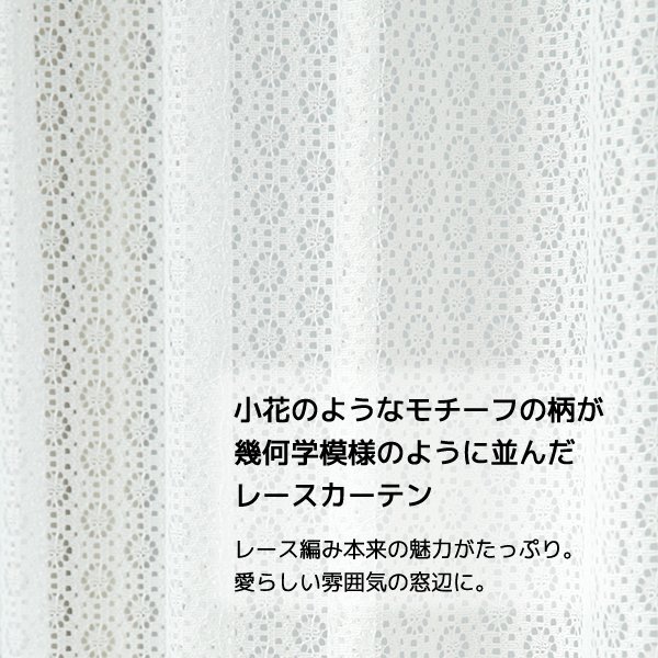 画像3: 「カーテン生地のみ販売」小花柄モチーフドット柄のレースカーテン 4316ホワイト　生地巾約150cm 【1cm単位の価格です】 (3)