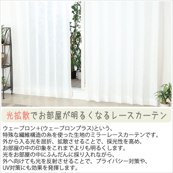 画像4: 【送料無料】 送料無料 レースカーテン ミラー  昼間外から見えにくい  UVカット 光拡散でお部屋を明るく ウェーブロンプラス＋ カラーライン 4246 【受注生産A】 (4)