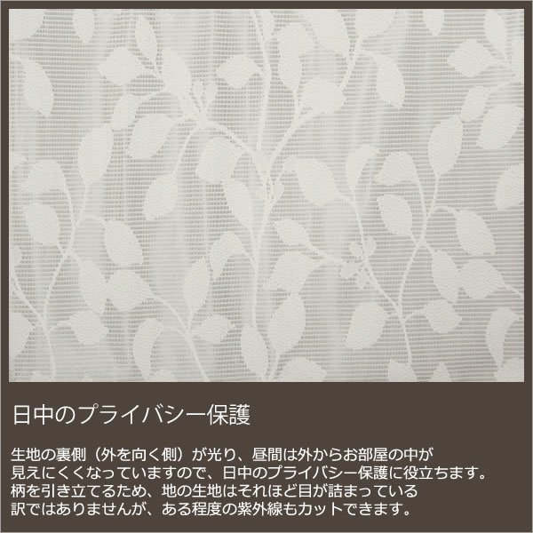 画像5: 「カーテン生地のみ販売」　昼間外から見えにくいリーフ柄(葉っぱ柄)ミラーレースカーテン 4217オフホワイト　生地巾約150cm 【1cm単位の価格です】 (5)
