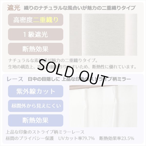 画像2: ★送料無料 アウトレット カーテン 4枚セット 遮光1級 + レース お買い得カーテン4枚組 1級遮光カーテン2枚 レースカーテン2枚 計4枚入り 8366 4250 カーテンセット おしゃれ 既製品 遮光1級 遮熱 断熱 【在庫品】 (2)