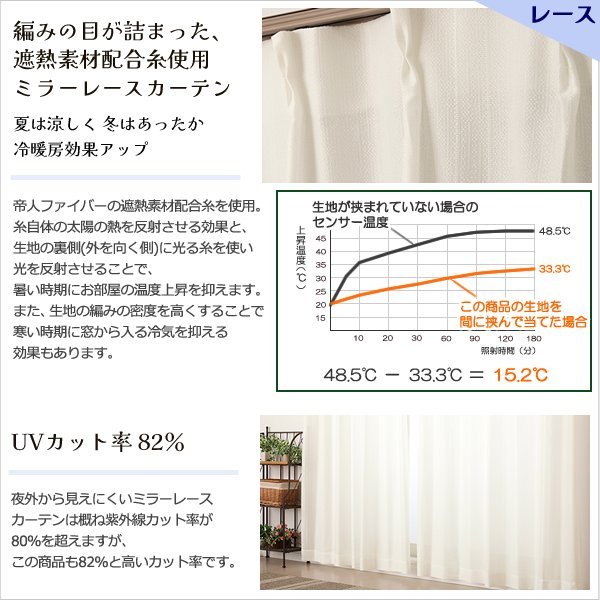 画像13: ★送料無料 カーテン 4枚セット 遮光1級 + レース セット お買い得カーテン4枚組 1級遮光カーテン2枚  レースカーテン2枚 計4枚入り カーテンセット  既製品 遮光1級 遮熱 断熱  5388 9034【在庫品】 (13)