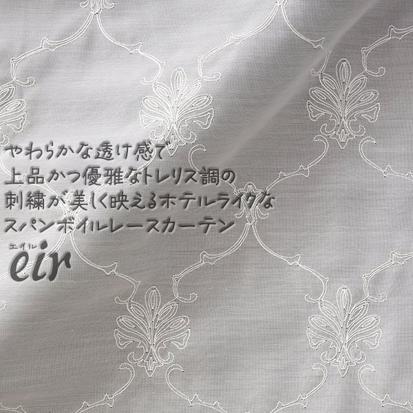 画像1: レースカーテン ボイル トレリス調 刺繍 ホワイト 4335 ホワイト「エイル」オーダーカーテン仕様 1窓単位【受注生産A】 (1)